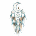 Acchiappasogni da parete 45 x 100 cm in corda turchese con piume e luna decorativa