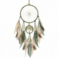 Acchiappasogni sospeso 20 x 55 cm in corda verde con piume e perline decorazione boho