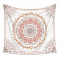 Arazzo da parete 150 x 150 cm in poliestere bianco rosa con motivo floreale decorativo