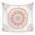 Arazzo da parete 150 x 150 cm in poliestere bianco rosa con motivo floreale decorativo