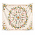 Arazzo da parete 150 x 150 cm in poliestere avorio con stampa floreale - decorazione bohémien