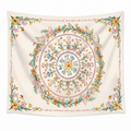 Arazzo da parete 150 x 150 cm in poliestere avorio con stampa floreale - decorazione bohémien