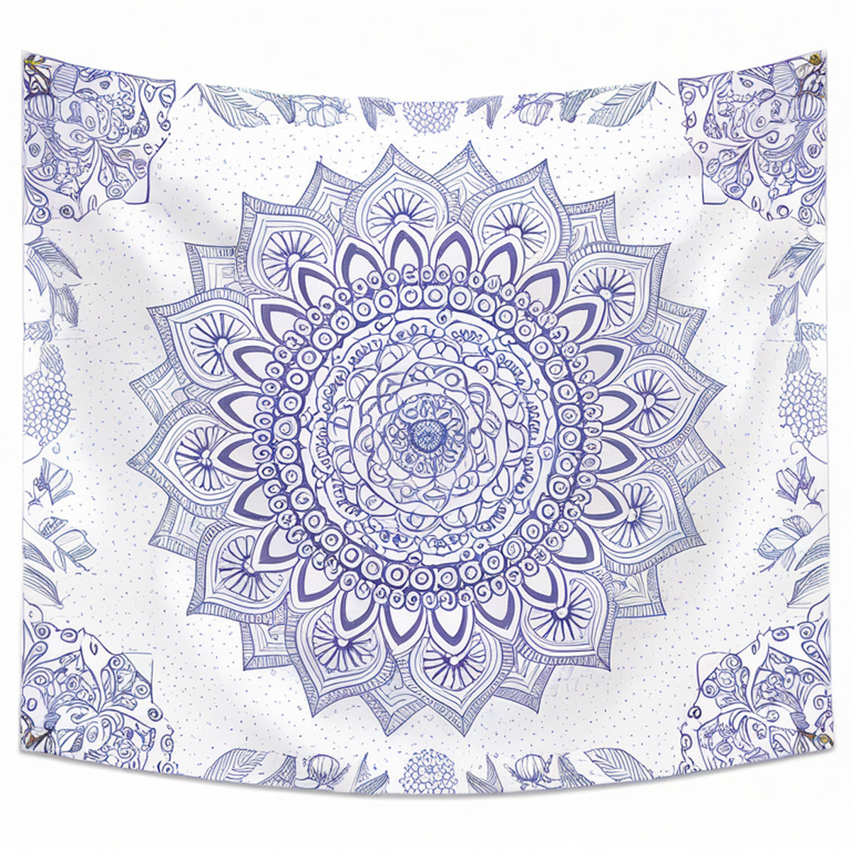 Arazzo da parete 150 x 150 cm in tessuto bianco e viola con mandala floreale - decorazione sospesa