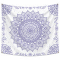 Arazzo da parete 150 x 150 cm in tessuto bianco e viola con mandala floreale - decorazione sospesa