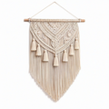 Arazzo da parete 50 x 90 cm in cordoncino tessile beige con frange stile boho
