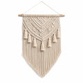 Arazzo da parete 50 x 90 cm in cordoncino tessile beige con frange stile boho