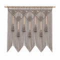 Arazzo da parete in cotone 100 x 120 cm grigio beige stile boho con frange