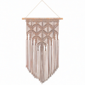Arazzo da parete 50 x 100 cm in cotone beige con frange stile boho