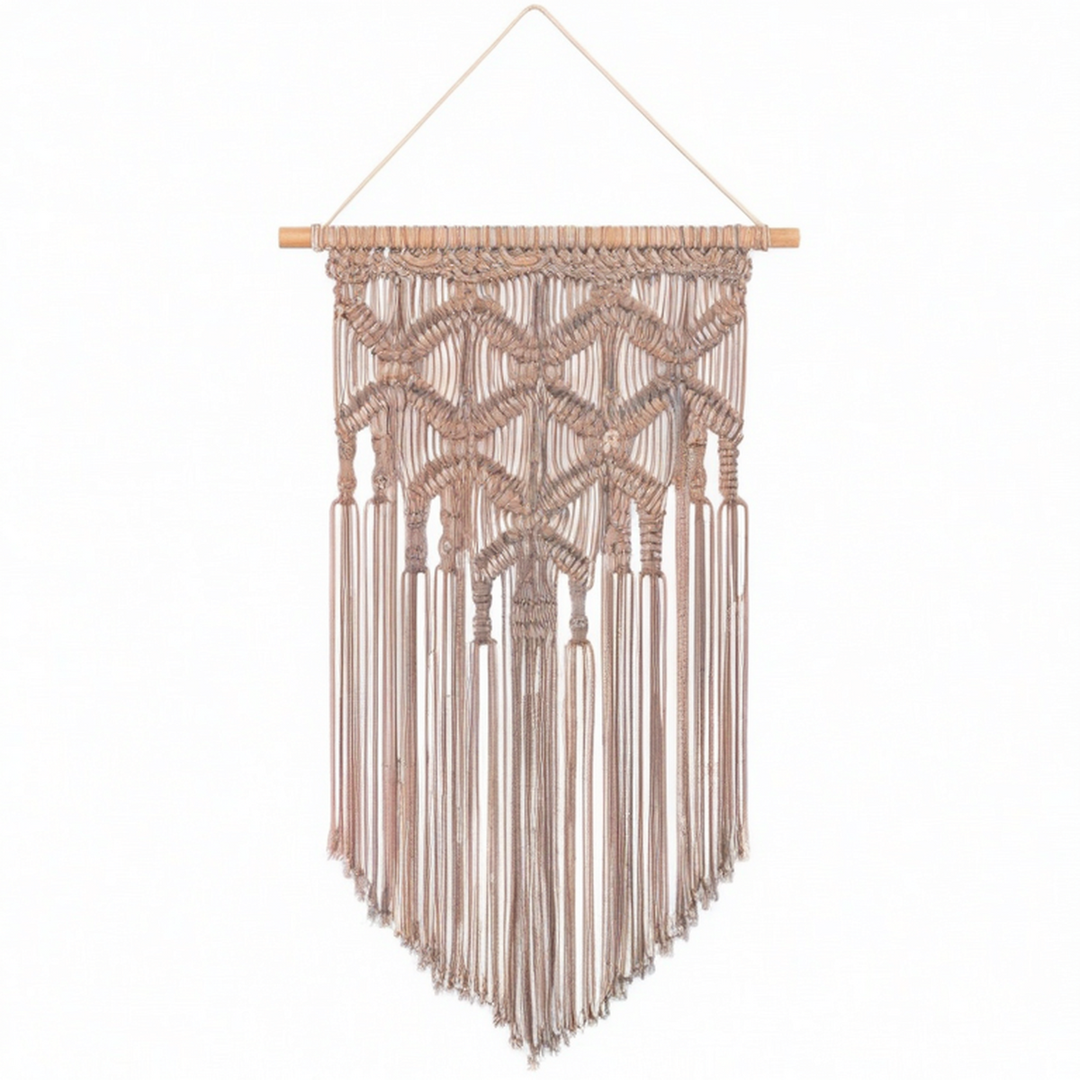 Arazzo da parete 50 x 100 cm in cotone beige con frange stile boho
