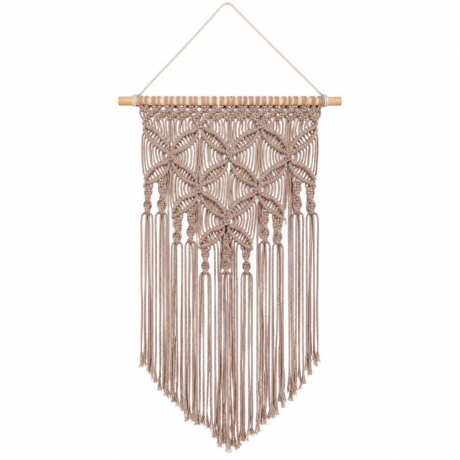 Arazzo da parete 50 x 100 cm in cotone beige con frange stile boho