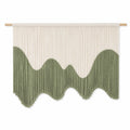 Arazzo da parete 120 x 80 cm in cotone beige verde con frange stile boho
