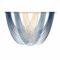 Arazzo da parete 110 x 95 cm in cotone blu e beige con asta in legno stile boho