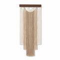 Arazzo da parete 50 x 100 cm in corda tessile beige e legno marrone - decorazione macramè boho