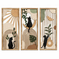 Set di pannelli decorativi da parete 30 x 90 cm in legno multistrato con gatti e foglie stile naturale