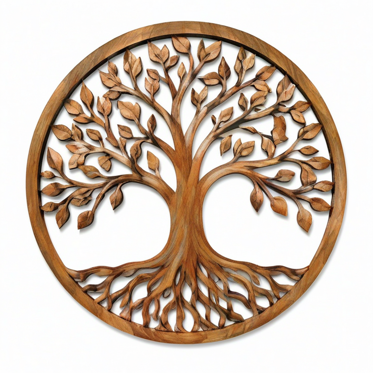 Decorazione da parete albero della vita rotonda 80 cm in legno marrone stile naturale