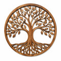 Decorazione da parete albero della vita rotonda 80 cm in legno marrone stile naturale