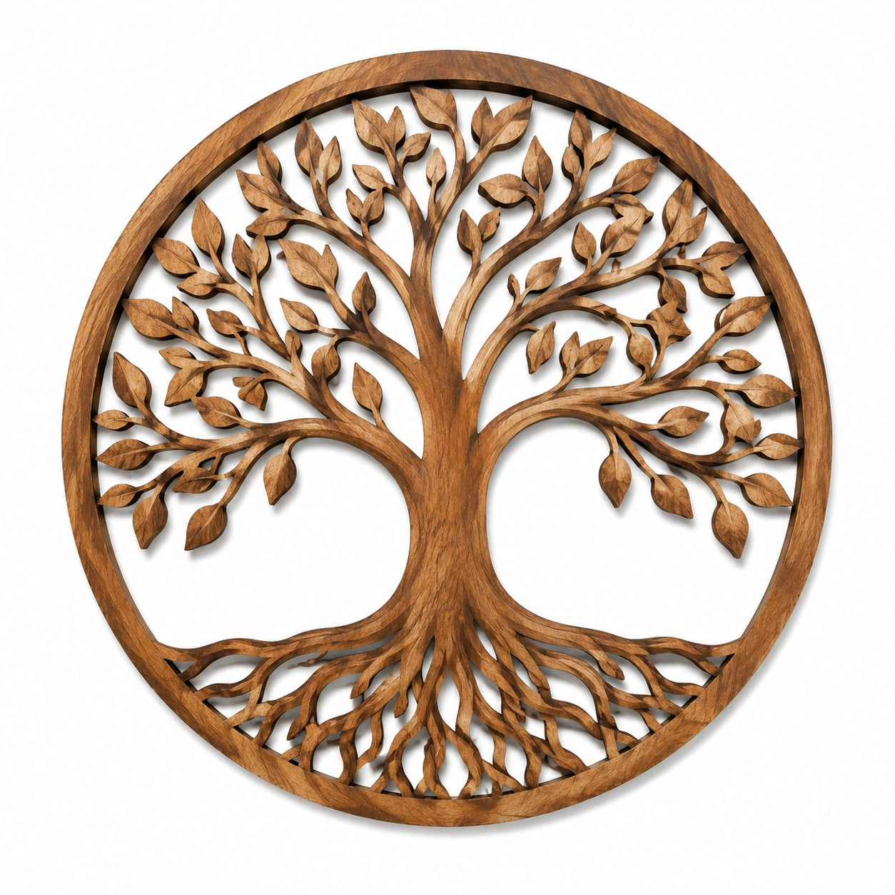 Decorazione da parete albero della vita rotonda 80 cm in legno marrone stile naturale